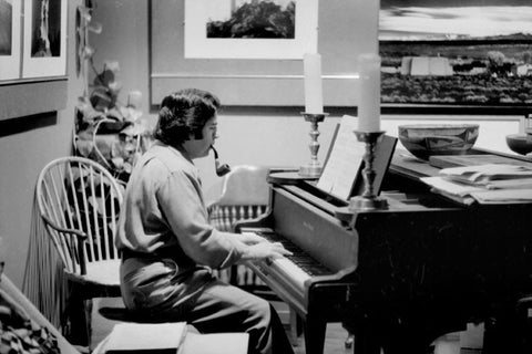 PAUL CAPONIGRO AT ANSEL ADAMS’ PIANO, CARMEL, CALIFORNIA